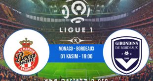Monaco - Bordeaux İddaa Analizi ve Tahmini 01 Kasım 2020