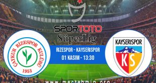 Rizespor - Kayserispor İddaa Analizi ve Tahmini 01 Kasım 2020