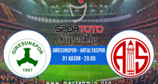 Giresunspor - Antalyaspor İddaa Analizi ve Tahmini 01 Kasım 2021