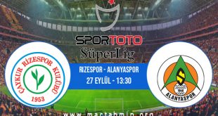 Rizespor - Alanyaspor İddaa Analizi ve Tahmini 27 Eylül 2020