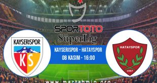 Kayserispor - Hatayspor İddaa Analizi ve Tahmini 08 Kasım 2020