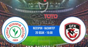 Rizespor - Gaziantep İddaa Analizi ve Tahmini 20 Ocak 2021