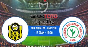 Yeni Malatya - Rizespor İddaa Analizi ve Tahmini 17 Ocak 2021