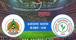 Alanyaspor - Rizespor İddaa Analizi ve Tahmini 06 Şubat 2021