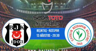 Beşiktaş - Rizespor İddaa Analizi ve Tahmini 13 Ağustos 2021