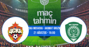 CSKA Moskova - Akhmat Grozny İddaa Analizi ve Tahmini 21 Ağustos 2021