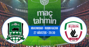 Krasnodar - Rubin Kazan İddaa Analizi ve Tahmini 27 Ağustos 2021