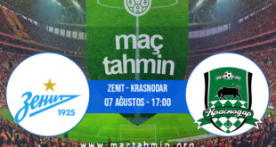 Zenit - Krasnodar İddaa Analizi ve Tahmini 07 Ağustos 2021