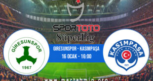 Giresunspor - Kasımpaşa İddaa Analizi ve Tahmini 16 Ocak 2022