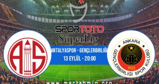 Antalyaspor - Gençlerbirliği İddaa Analizi ve Tahmini 13 Eylül 2020