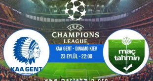 KAA Gent - Dinamo Kiev İddaa Analizi ve Tahmini 23 Eylül 2020