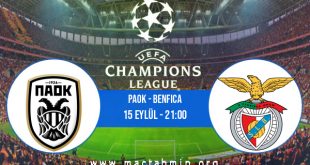 PAOK - Benfica İddaa Analizi ve Tahmini 15 Eylül 2020